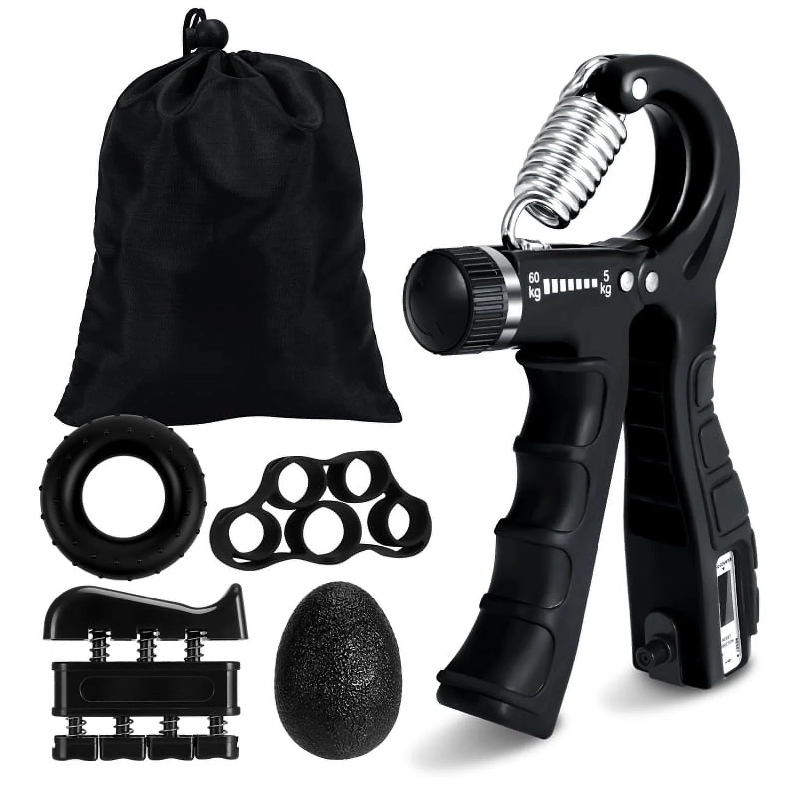 6-Pack Adjustable Grip Strength Training Kit with Counter, Resistance Range 10 to 132 lbs, Includes Hand Gripper, Hand Extension Exerciser, and Forearm Workout Ring for Muscle Development and Rehabilitation