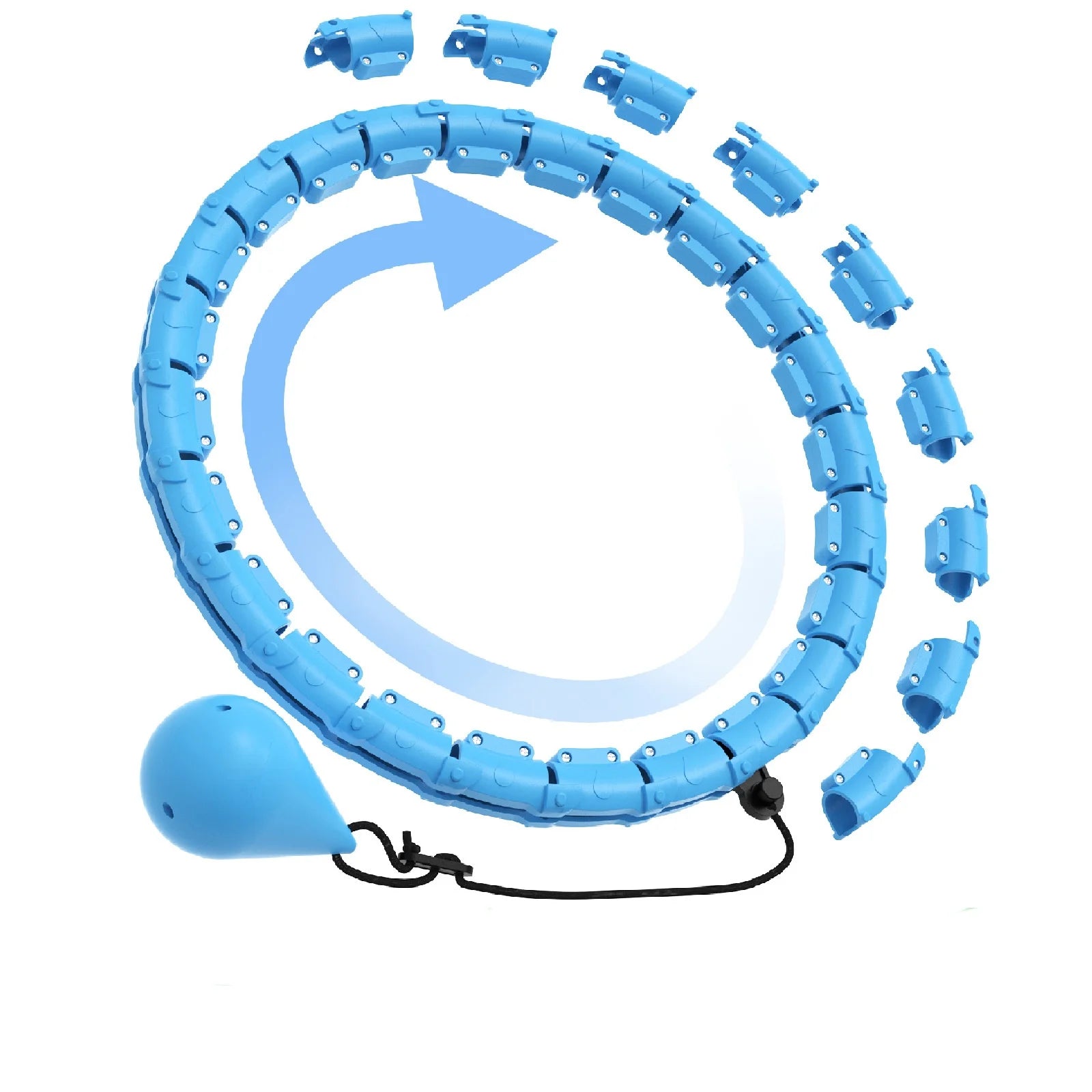 24-Section Adjustable Weighted Hula Hoop for Women's Body Toning and Full-Body Workout - Detachable Home Fitness Equipment