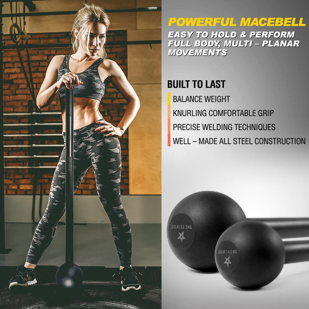 Steel Mace Bell for Comprehensive Strength Training - Full Body Muscle Development, Shoulder, Grip, and Forearm Workouts, Available in 5 to 30 LB for Men and Women