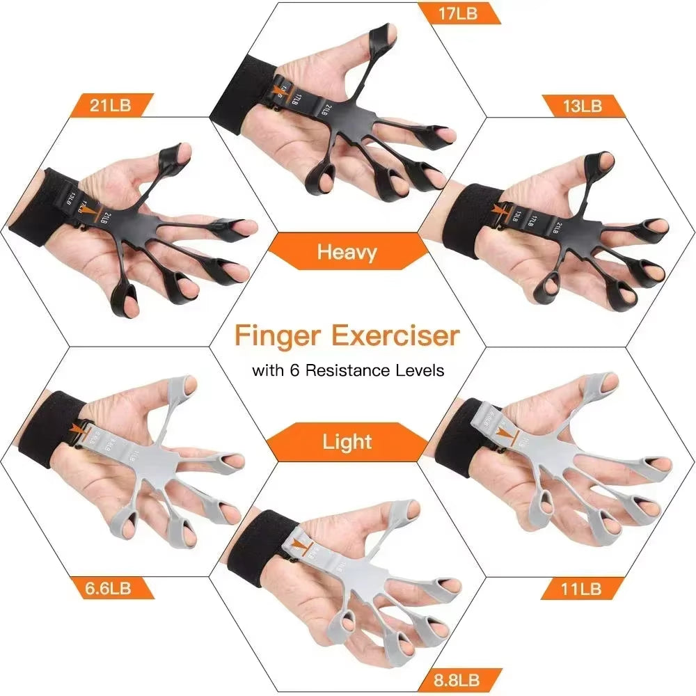 Hand Grip Strengthener and Finger Trainer with 6 Levels of Resistance for Enhanced Grip and Dexterity
