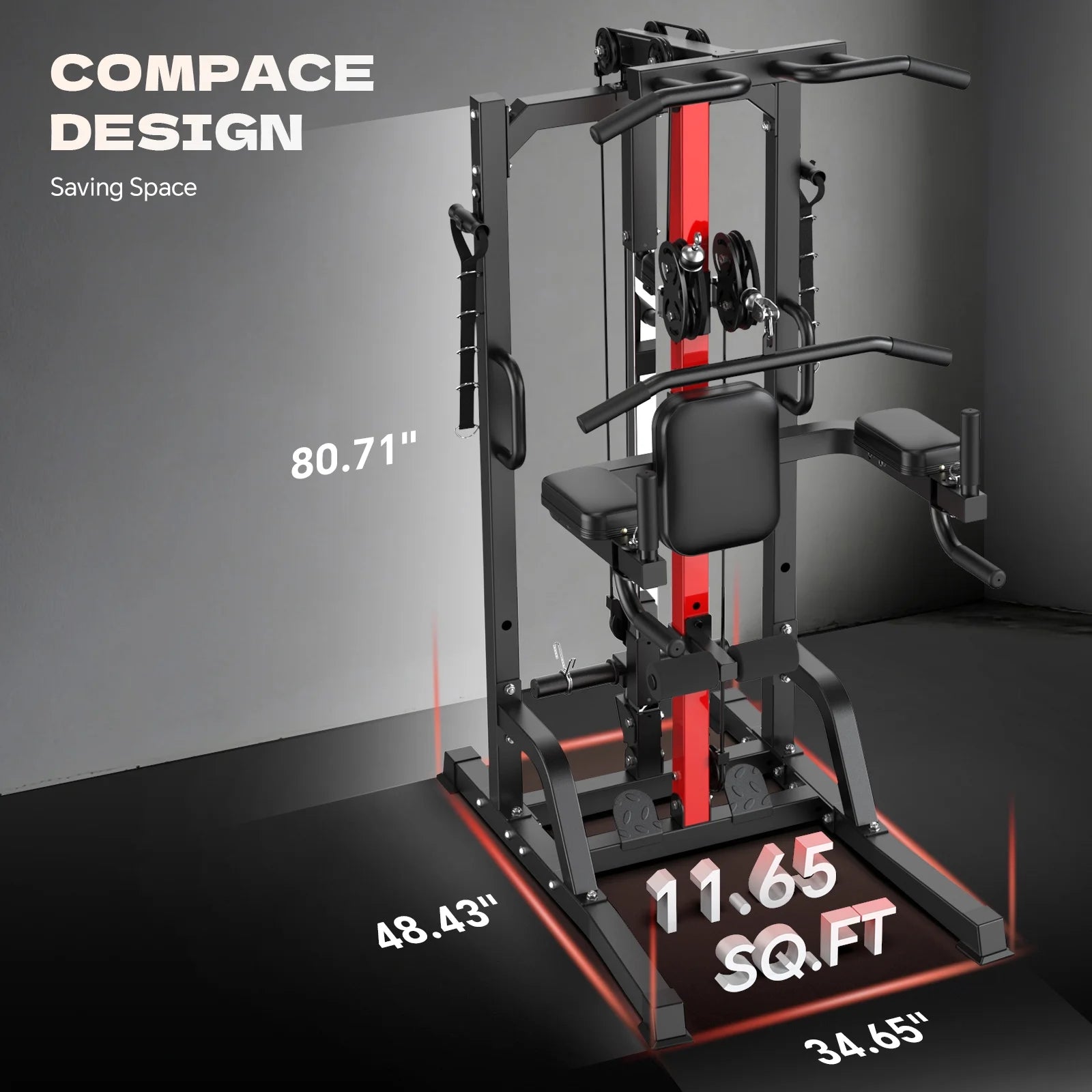 Home Gym Pulley System - Versatile High/Low Lat Pulldown and Row Machine with Leg Support for Comprehensive Strength Training