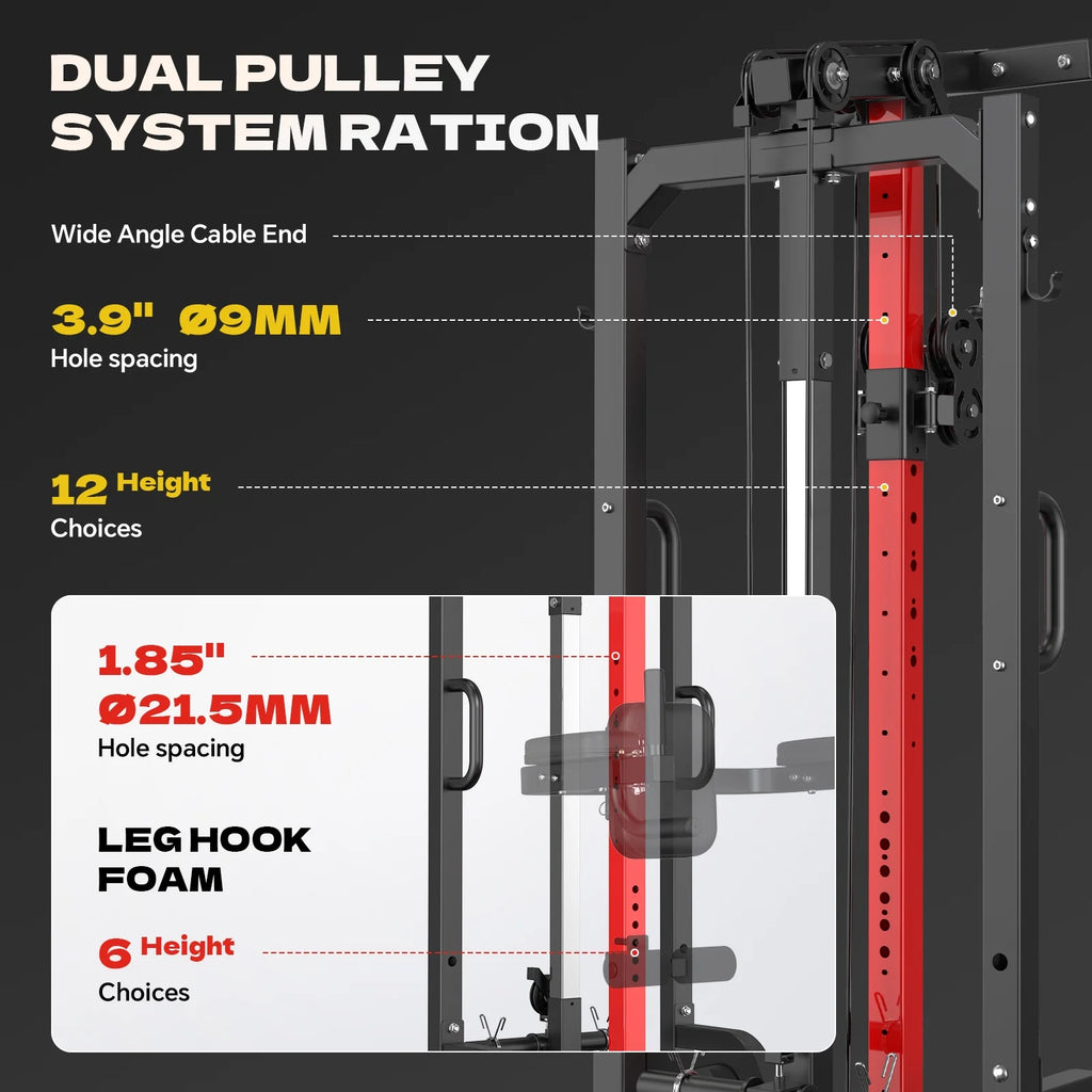 Home Gym Pulley System - Versatile High/Low Lat Pulldown and Row Machine with Leg Support for Comprehensive Strength Training