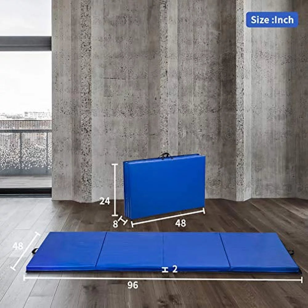 4' x 8' x 2" Folding Gymnastics Mat for Indoor and Outdoor Use (Blue)