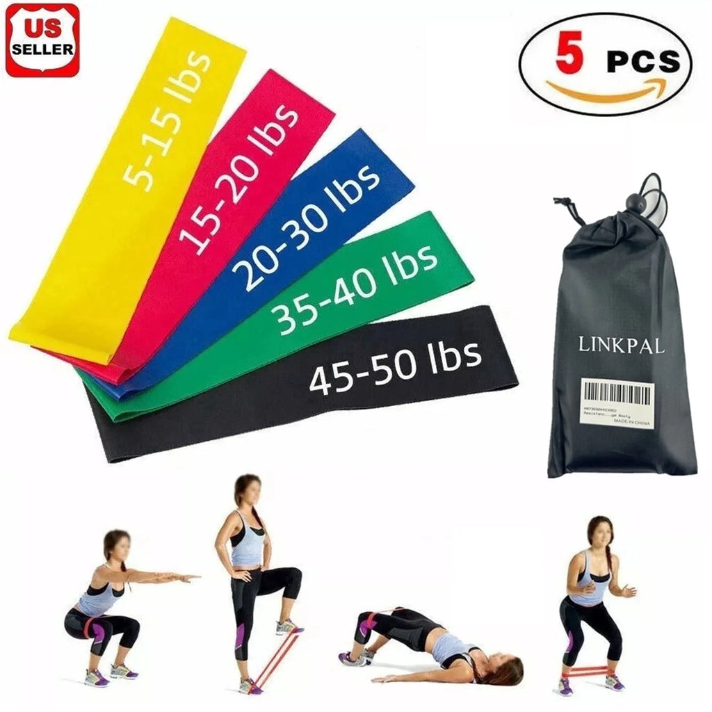 Eco-Friendly Yoga Resistance Bands Set - 5-Piece Booty Band Collection