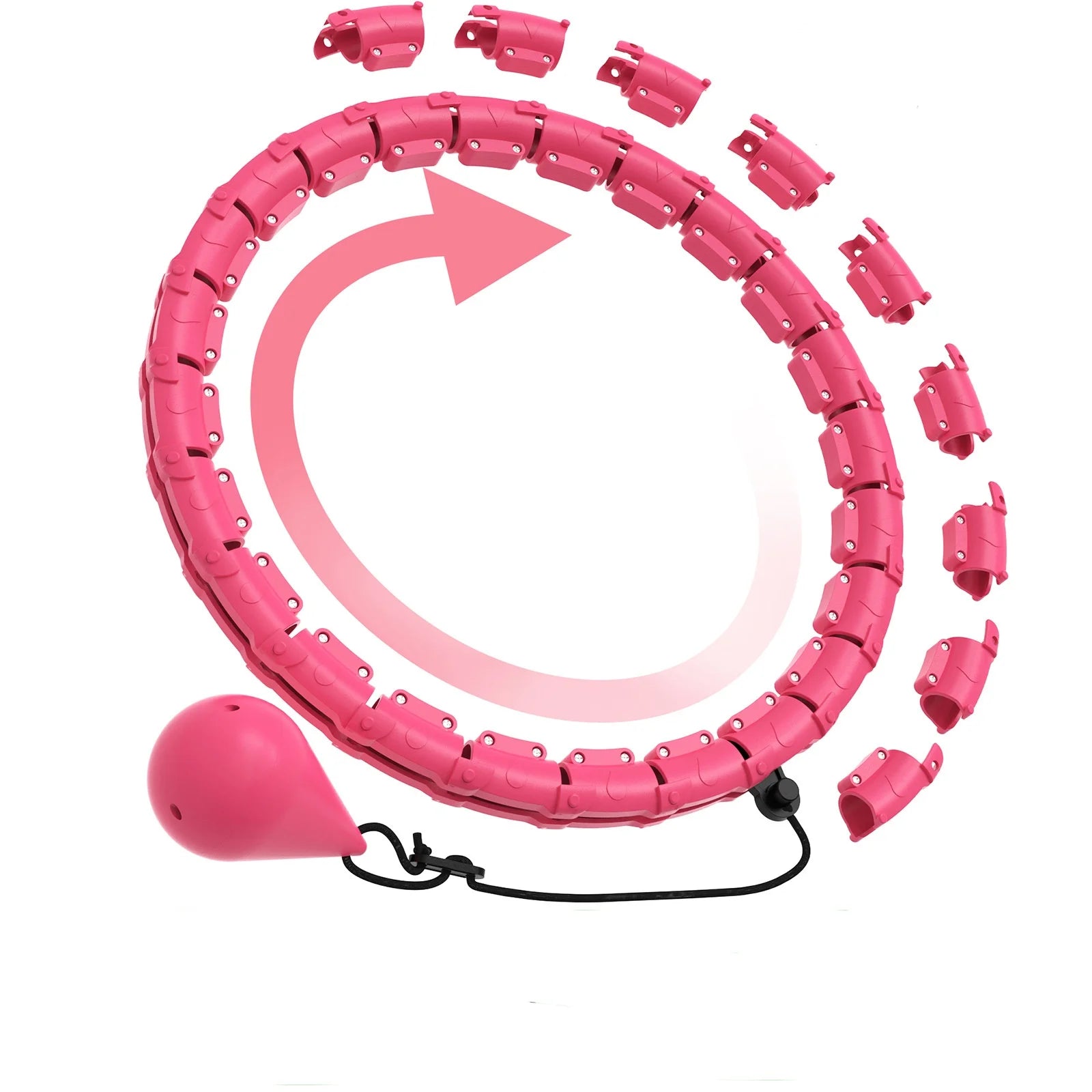 24-Section Adjustable Weighted Hula Hoop for Women's Body Toning and Full-Body Workout - Detachable Home Fitness Equipment