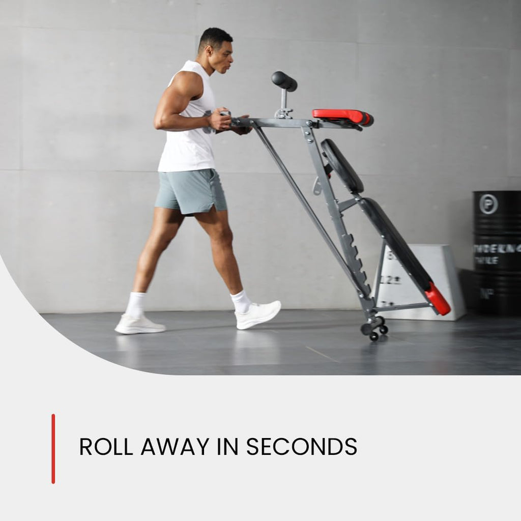 Versatile FID Weight Bench for Comprehensive Full-Body Workouts – Includes Hyper Back Extension, Roman Chair, Adjustable Ab Sit-Up Bench, Incline/Decline Bench, and Flat Bench