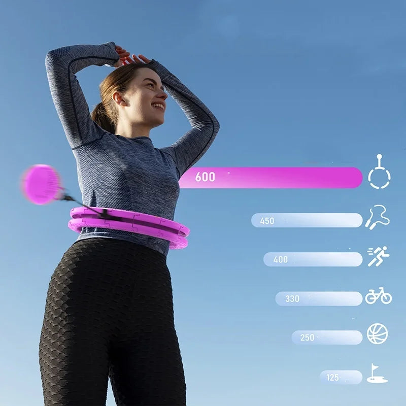 24-Section Adjustable Weighted Hula Hoop for Women's Body Toning and Full-Body Workout - Detachable Home Fitness Equipment