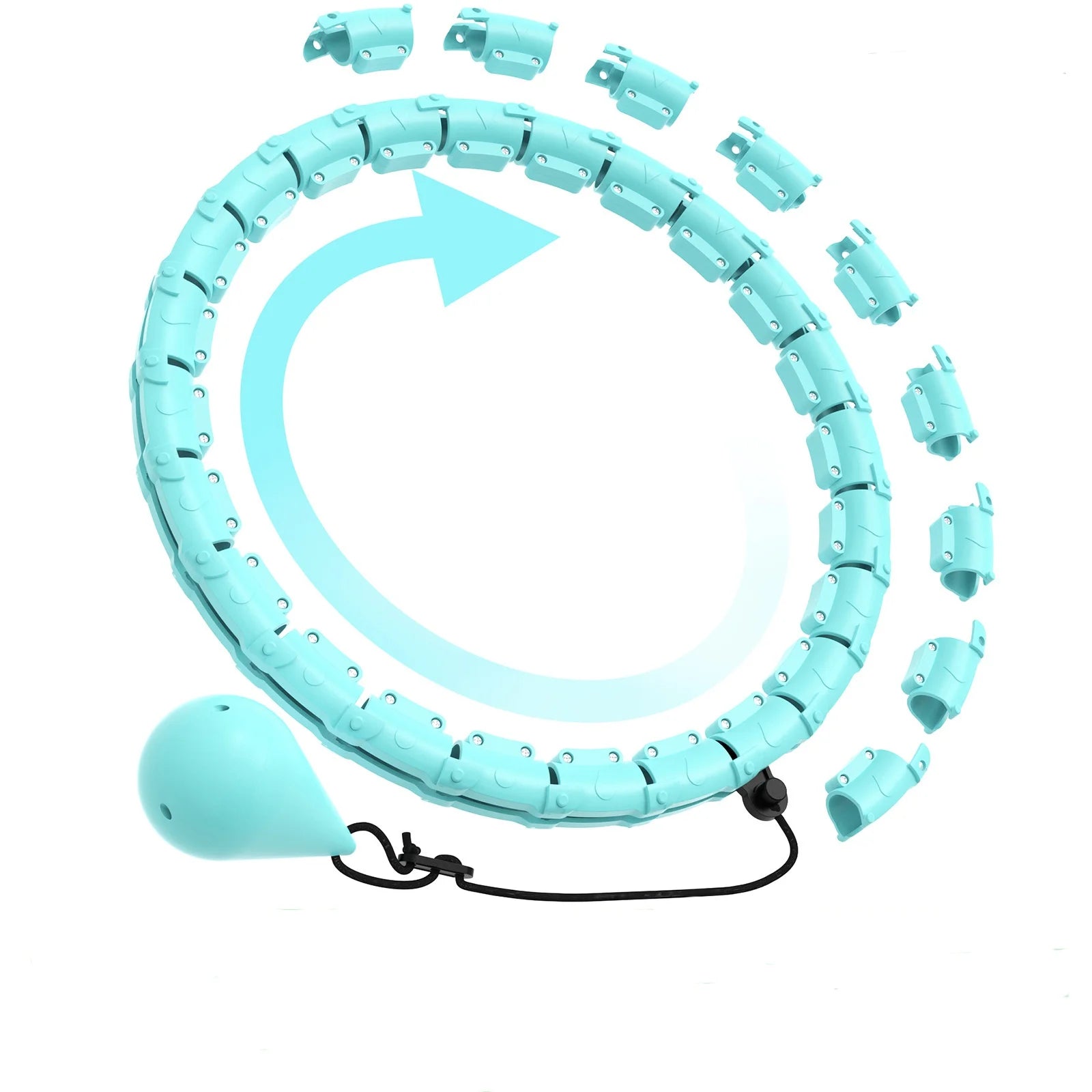 24-Section Adjustable Weighted Hula Hoop for Women's Body Toning and Full-Body Workout - Detachable Home Fitness Equipment